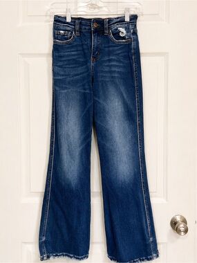Women’s Dark Blue Flared Jeans - Distressed Detail - Flying monkey brand size 25